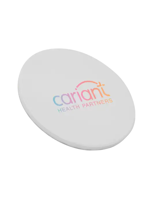 Cariant Round Sandstone Coaster w/Cariant Logo