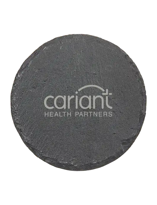 Cariant Round Slate Coaster w/Cariant Logo