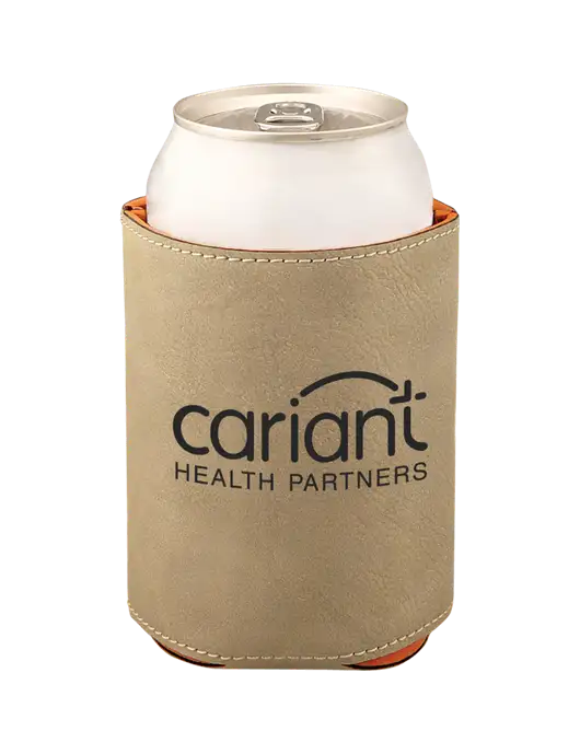 Cariant Tan Leatherette Beverage Holder w/Cariant Logo