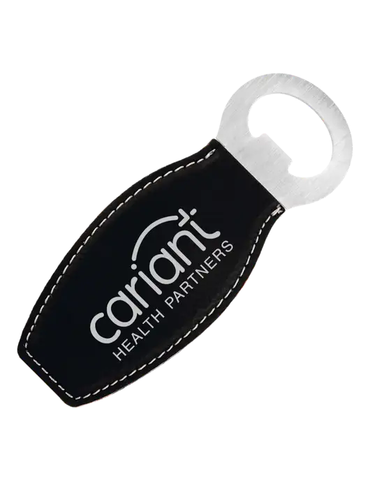 Cariant Black Leatherette Bottle Opener with Magnet w/Cariant Logo