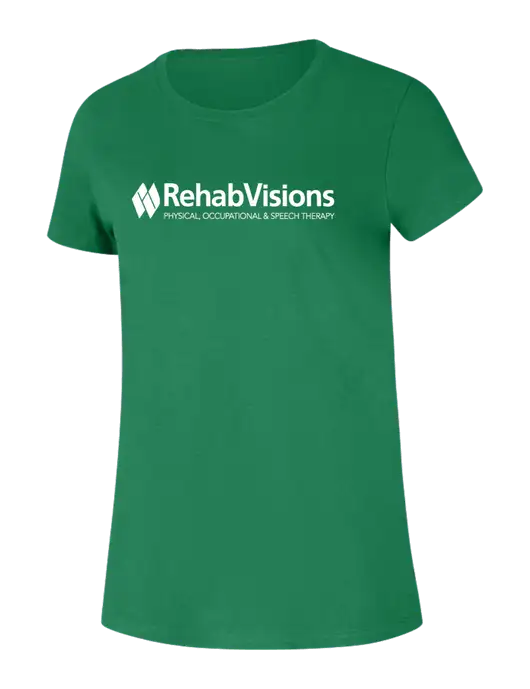 RehabVisions Womens Ring Spun Kelly Green 4.5 oz T-Shirt w/RehabVisions Logo