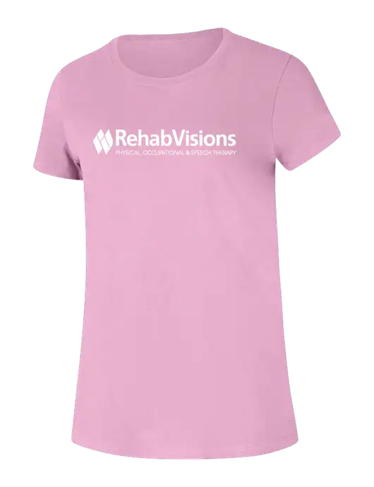 RehabVisions Womens Ring Spun Candy Pink 4.5 oz T-Shirt w/RehabVisions Logo