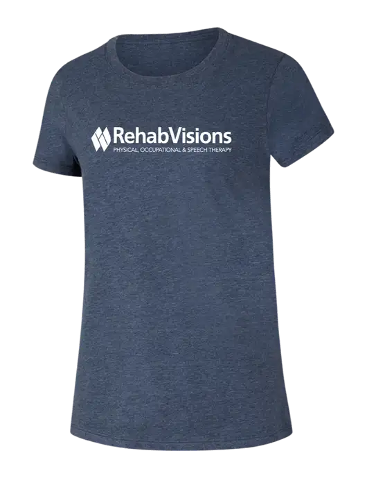 RehabVisions Womens Ring Spun Heather Navy 4.5 oz T-Shirt w/RehabVisions Logo
