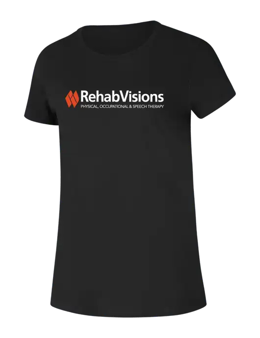 RehabVisions Womens Ring Spun Jet Black 4.5 oz T-Shirt w/RehabVisions Logo
