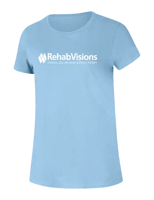 RehabVisions Womens Ring Spun Light Blue 4.5 oz T-Shirt w/RehabVisions Logo