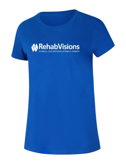 RehabVisions Womens Ring Spun Royal 4.5 oz T-Shirt w/RehabVisions Logo