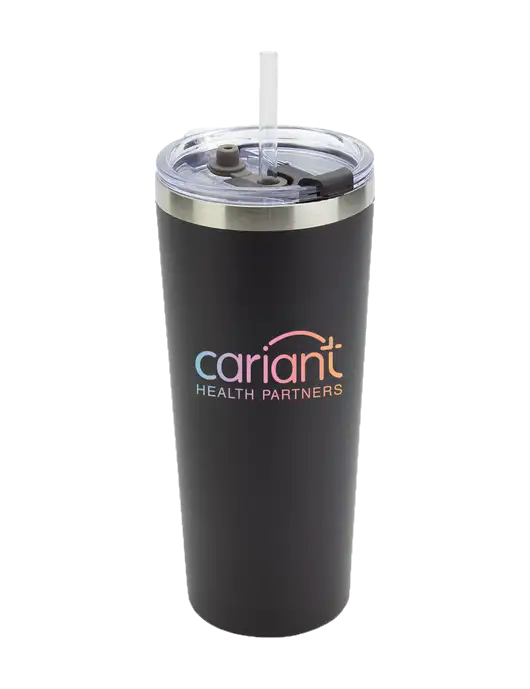 Cariant Brighton Black 20 oz Insulated Tumbler & Straw w/Cariant Logo