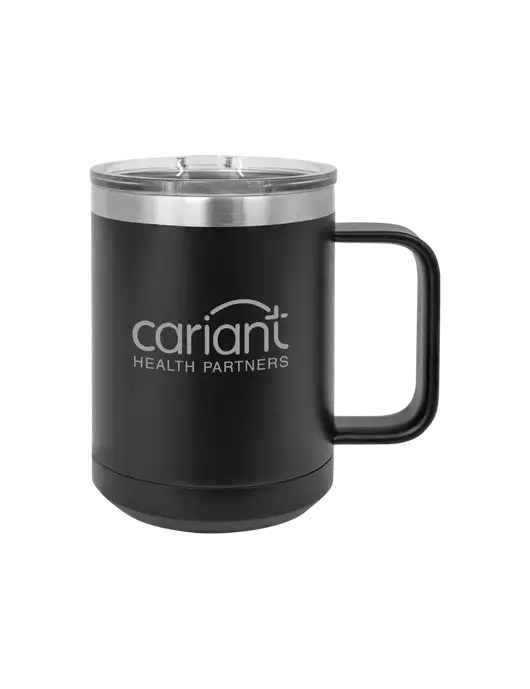 Cariant Polar Camel 15 oz Powder Coated Black Vacuum Insulated Mug with Slider Lid w/Cariant Logo