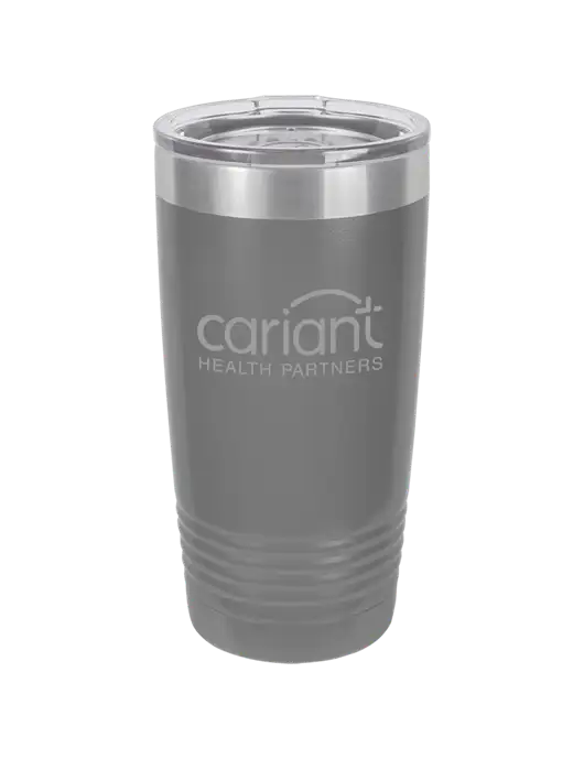 Cariant Polar Camel 20 oz Powder Coated Grey Vacuum Insulated Tumbler w/Cariant Logo