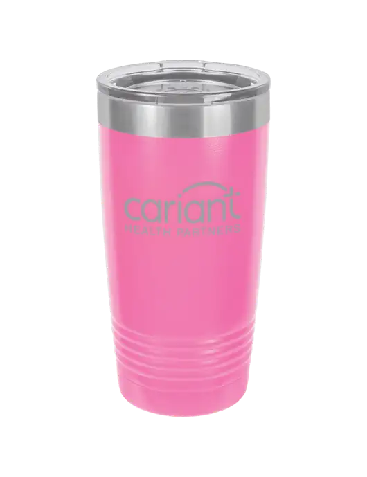 Cariant Polar Camel 20 oz Powder Coated Pink Vacuum Insulated Tumbler w/Cariant Logo