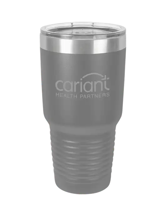 Cariant Polar Camel 30 oz Powder Coated Grey Vacuum Insulated Tumbler w/Cariant Logo