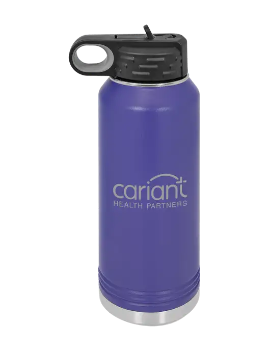 Cariant Polar Camel 32 oz Powder Coated Purple Vacuum Insulated Water Bottle w/Cariant Logo