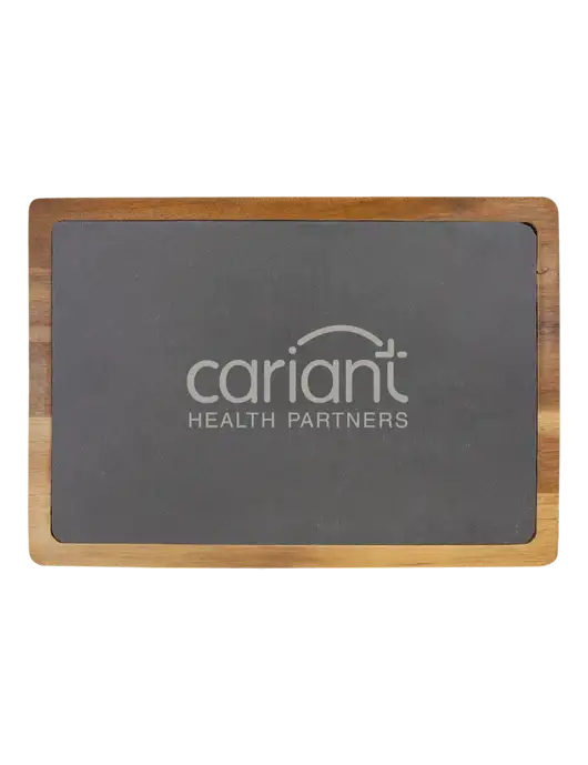 Cariant Acacia Wood/Slate Cutting Board, 13 x 9 w/Cariant Logo