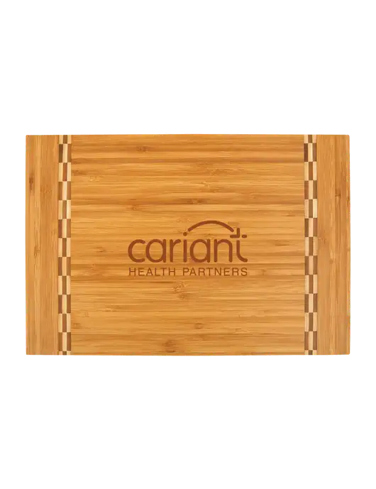 Cariant Bamboo Cutting Board with Butcher Block Inlay, 15 x 10.25 w/Cariant Logo