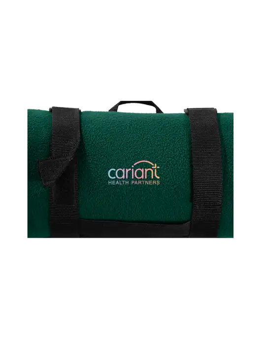 Cariant Casual Dark Green Fleece Blanket With Strap w/Cariant Logo