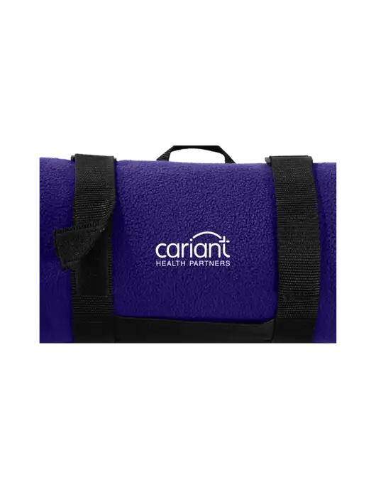 Cariant Casual Purple Fleece Blanket With Strap w/Cariant Logo