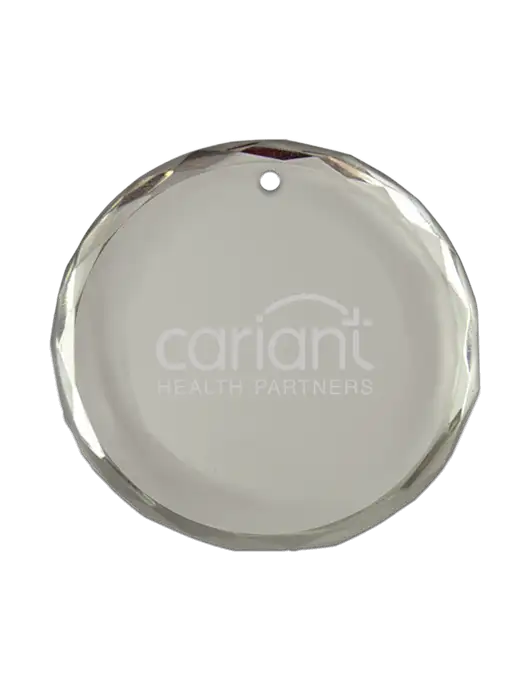 Cariant Crystal Perfect Circle Gem Cut Ornament  w/Cariant Logo