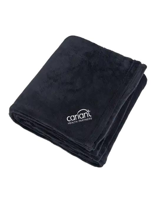 Cariant Oversized Deep Black Ultra Plush Blanket w/Cariant Logo
