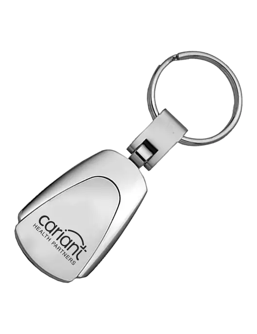 Cariant Dual Tone Silver Teardrop Key Ring w/Cariant Logo