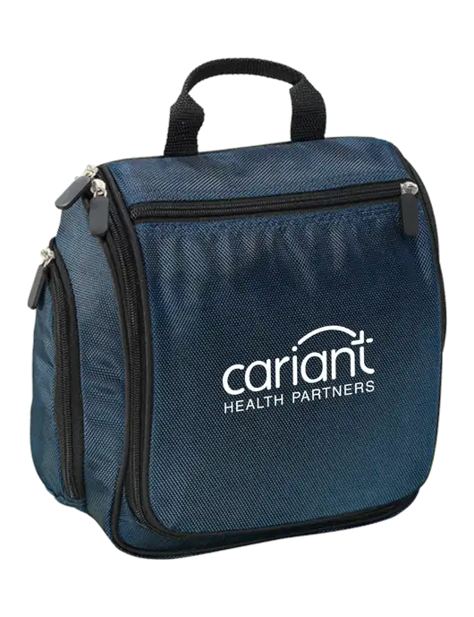 Cariant Hanging Dark Steel Blue Toiletry Kit w/Cariant Logo