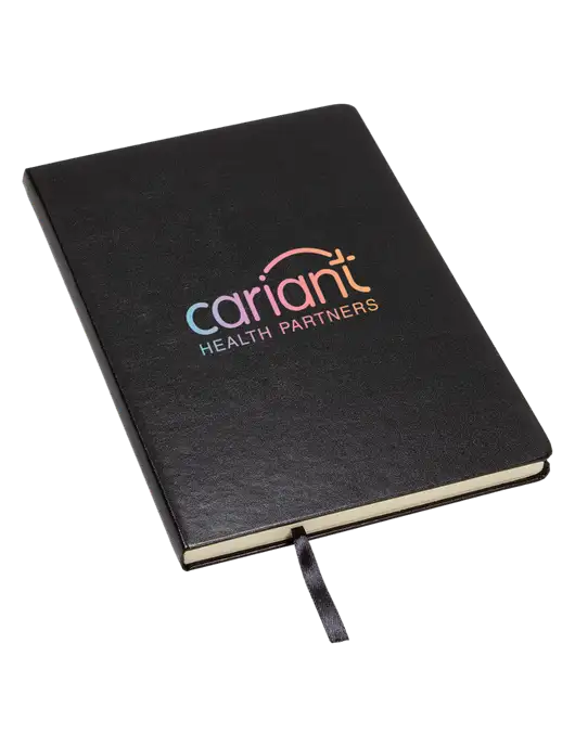 Cariant Achieve Black Hardcover Journal, 5.5 x 8.37 w/Cariant Logo
