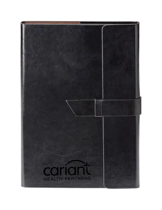 Cariant Fabrizio Black Refillable 6.875 x 9.56 Portfolio w/Cariant Logo