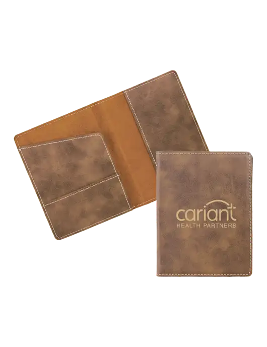 Cariant Rustic Leatherette Passport Holder w/Cariant Logo