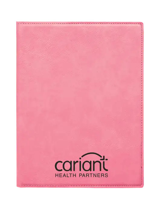 Cariant Pink Leatherette 7 x 9 Portfolio with Notepad w/Cariant Logo