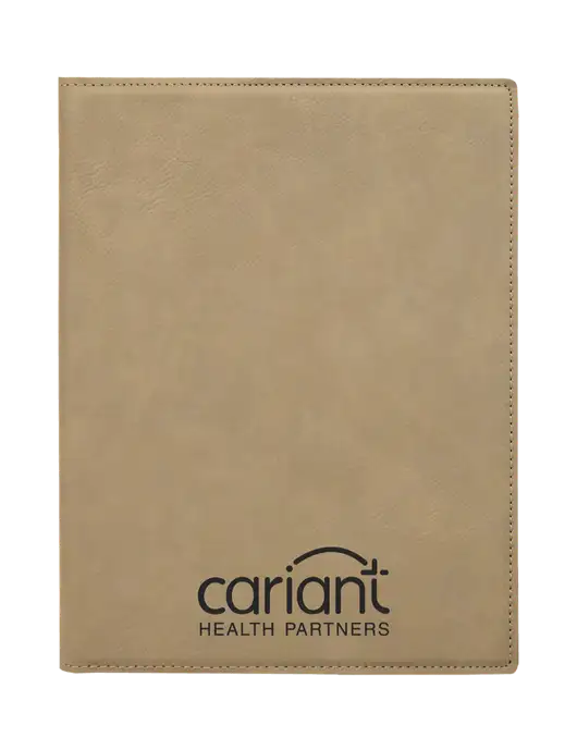 Cariant Sand Leatherette 7 x 9 Portfolio with Notepad w/Cariant Logo