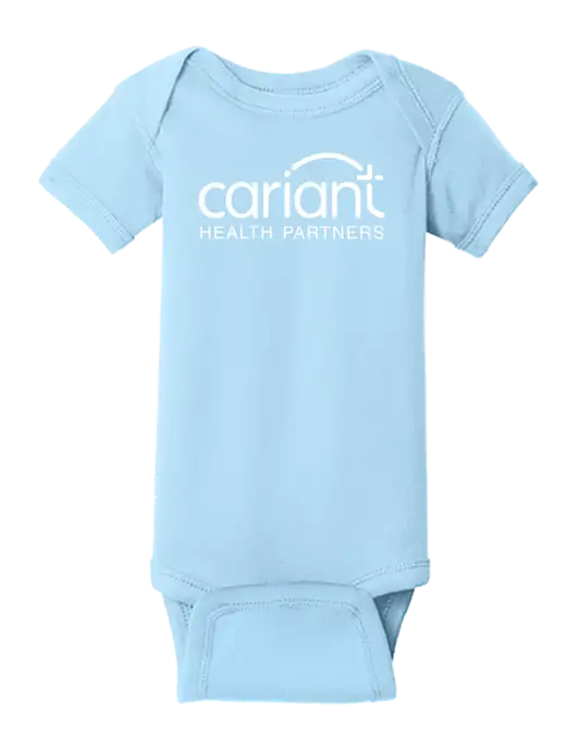 Cariant Rabbit Skins Light Blue Infant Short Sleeve Baby Rib Bodysuit w/Cariant Logo