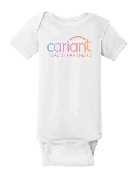 Cariant Rabbit Skins White Infant Short Sleeve Baby Rib Bodysuit w/Cariant Logo
