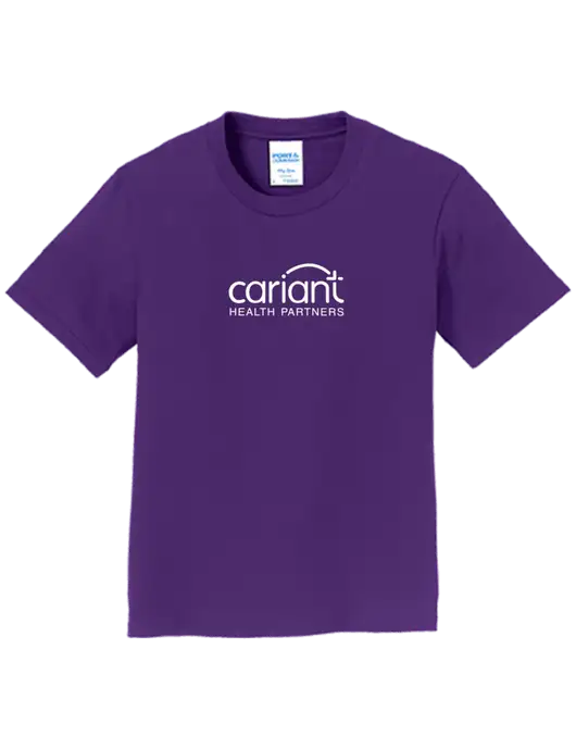 Cariant Youth Ring Spun Purple 4.5 oz T-Shirt w/Cariant Logo