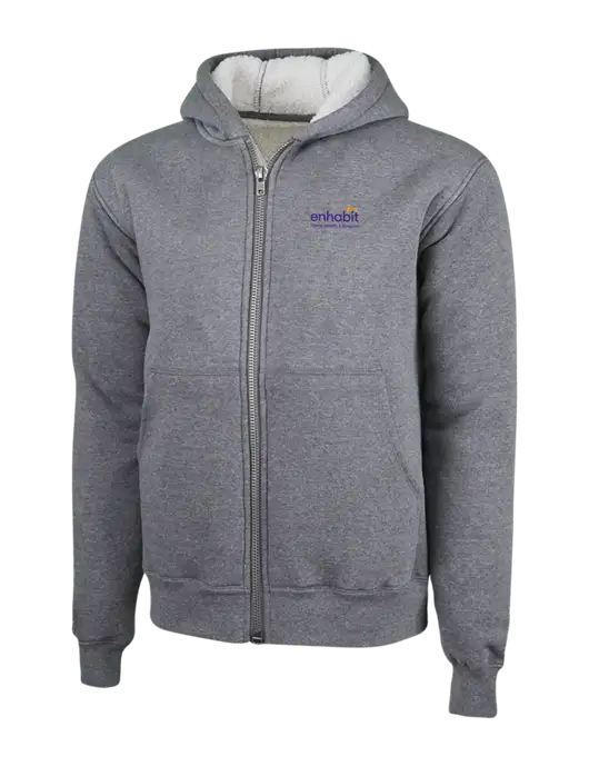Enhabit Cornerstone Grey Heather Heavyweight Sherpa Lined Hooded Fleece Jacket w/Enhabit Logo