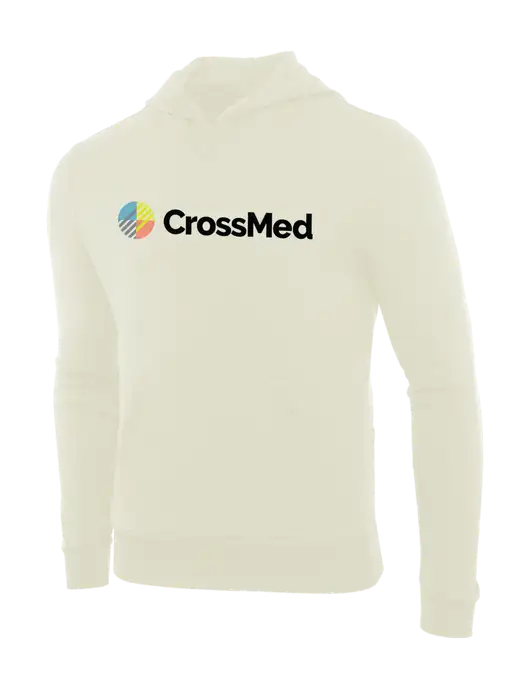 CrossMed Allmade White Sand Organic French Terry Pullover Hoodie w/CrossMed Logo