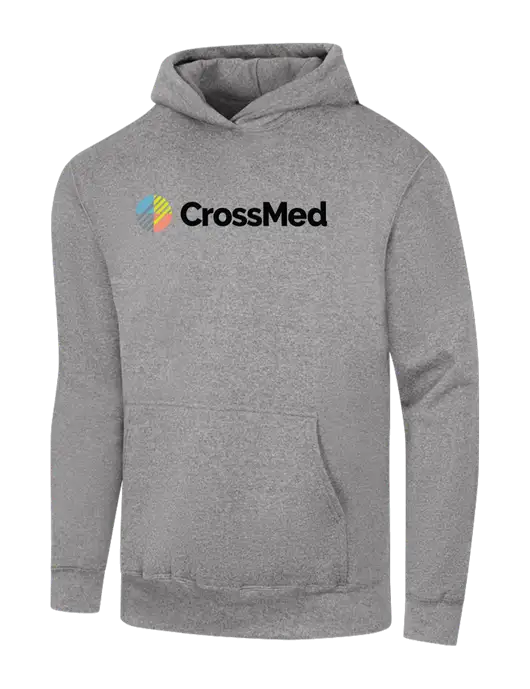CrossMed Light Grey Heather 7.8 oz Ring Spun Hooded Sweatshirt w/CrossMed Logo
