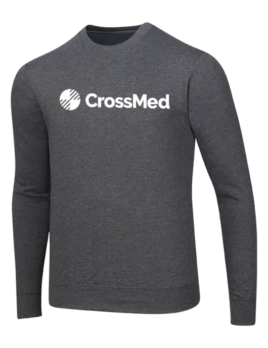 CrossMed Dark Heather Grey 7.8 oz Ring Spun Crew Sweatshirt w/CrossMed Logo