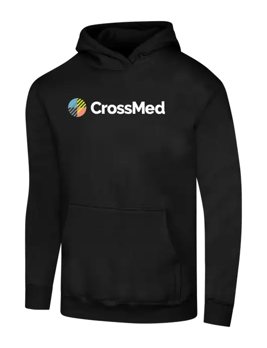 CrossMed Jet Black 7.8 oz Ring Spun Hooded Sweatshirt w/CrossMed Logo