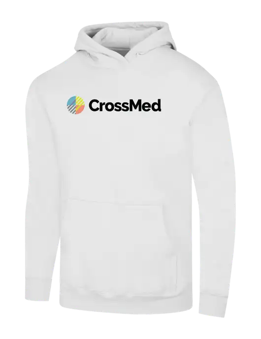 CrossMed White 7.8 oz Ring Spun Hooded Sweatshirt w/CrossMed Logo