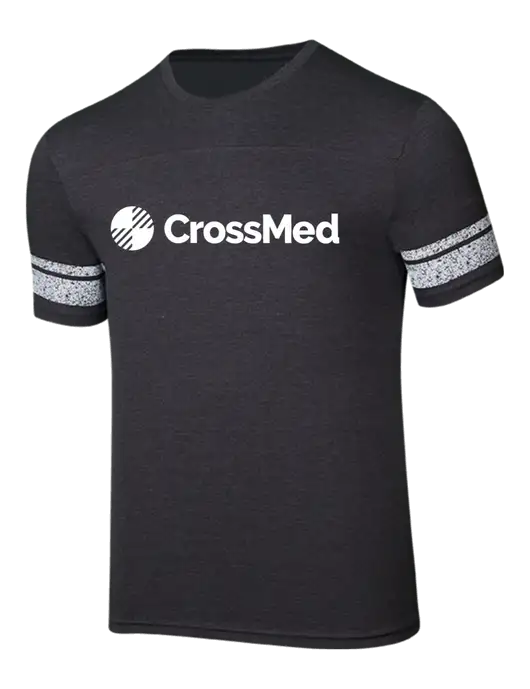 CrossMed Game Heathered Charcoal/White 4.5 oz T-Shirt w/CrossMed Logo