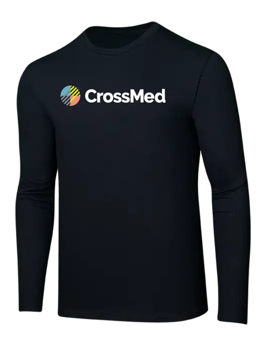CrossMed Ring Spun Jet Black 4.5 oz Long Sleeve T-Shirt w/CrossMed Logo