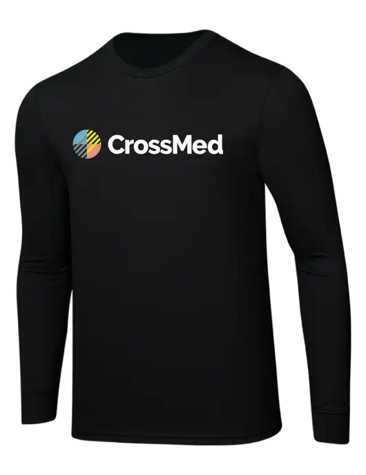 CrossMed Simply Soft Long Sleeve Black 4.5 oz, Poly/Combed Ring Spun Cotton T-Shirt w/CrossMed Logo