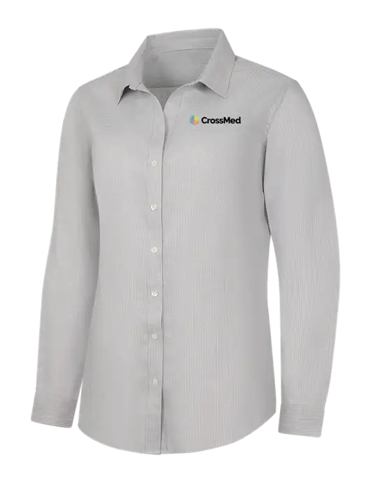 CrossMed Light Grey/White Womens Pincheck Easy Care Shirt w/CrossMed Logo