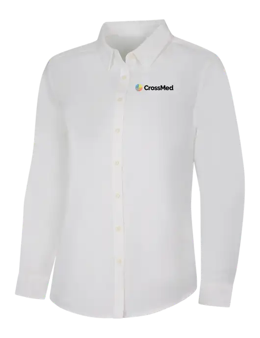 CrossMed White Womens SuperPro Oxford Shirt w/CrossMed Logo
