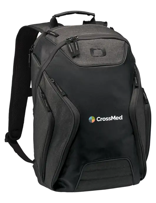 CrossMed OGIO Black/Heather Grey Hatch Laptop Backpack
 w/CrossMed Logo