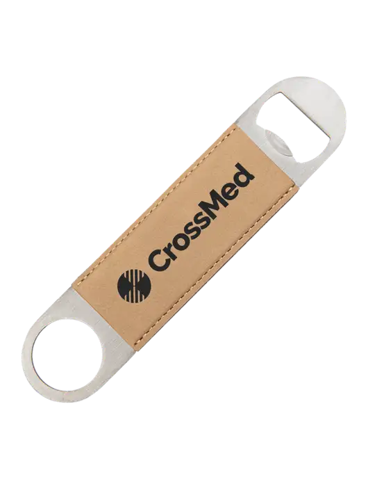 CrossMed Tan Leatherette Bottle Opener w/CrossMed Logo