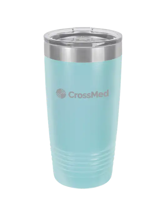 CrossMed Polar Camel 20 oz Powder Coated Light Blue Vacuum Insulated Tumbler w/CrossMed Logo