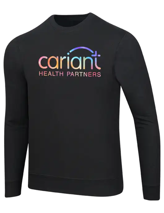 Cariant Black 7.8 oz Ring Spun Crew Sweatshirt w/Cariant Tie Dye Logo
