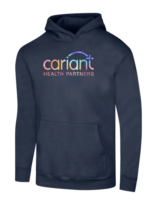 Cariant Navy 7.8 oz Ring Spun Hooded Sweatshirt w/Cariant Tie Dye Logo