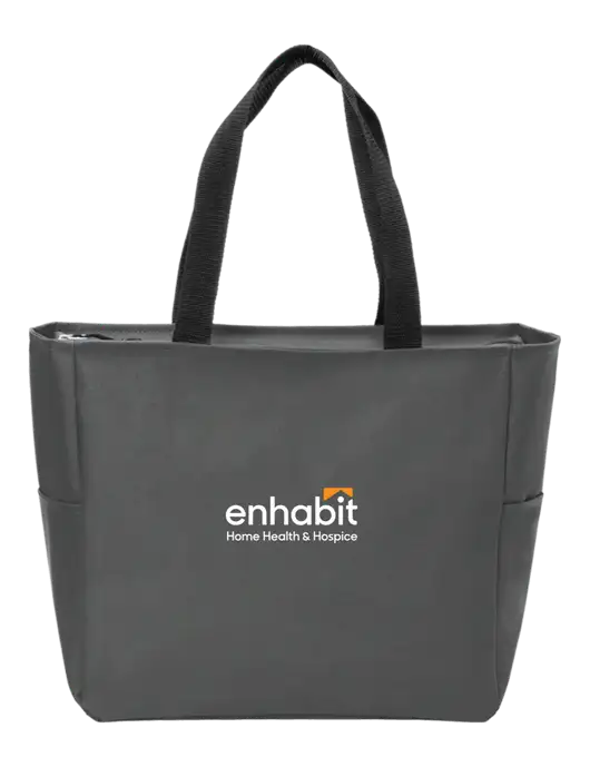 Enhabit Everyday Charcoal Zip Tote Dark w/Enhabit Logo