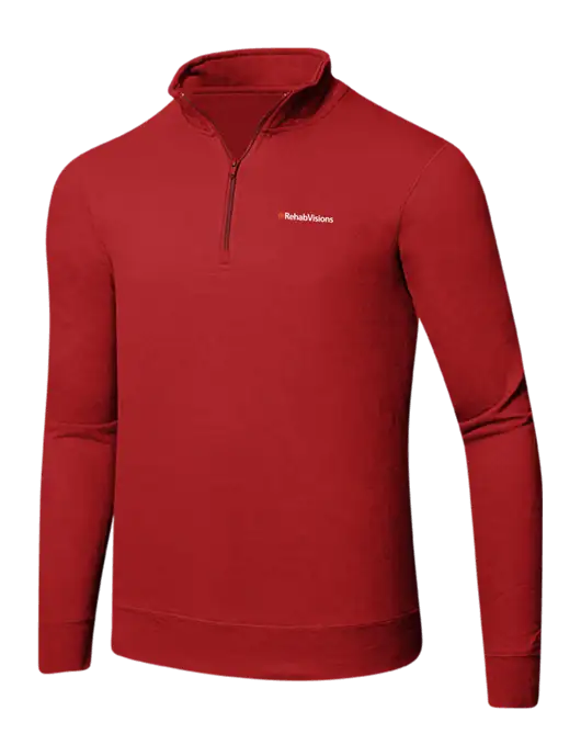 RehabVisions Bright Red 8.5 oz Ring Spun 1/4 Zip Pullover Sweatshirt w/RehabVisions Logo